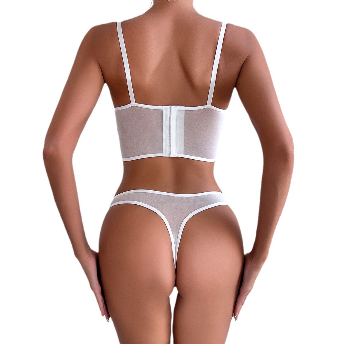 Picture of New white with steel ring fishbone camisole bra jacket briefs embroidered beautiful sexy underwear suit