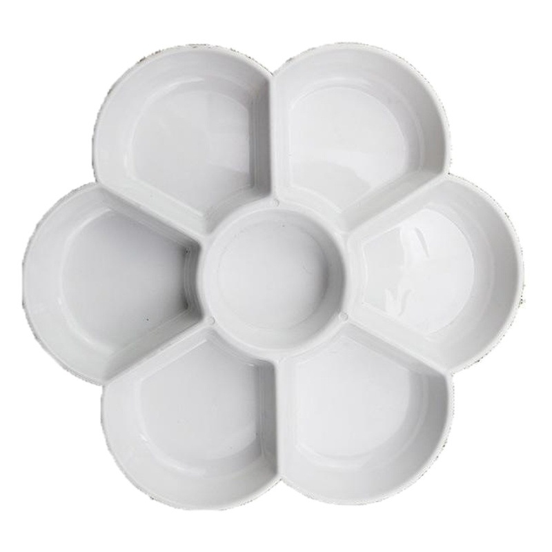 Plum blossom palette Jiangxi manufacturers imitation ceramic 7 style palette thickened plastic watercolor pigment palette box wholesale
