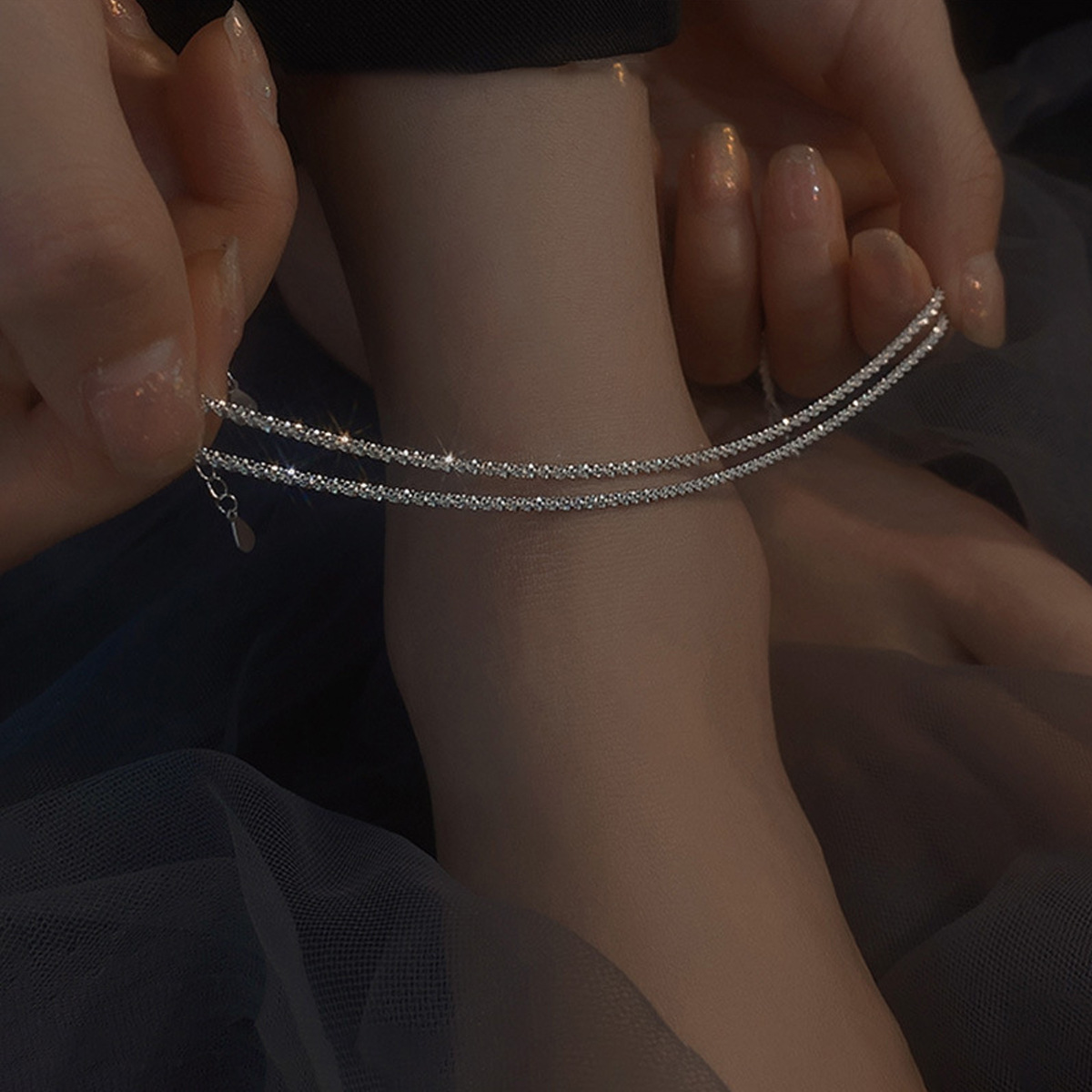 Picture of Sparkling anklet glitter star anklet women's summer fashion simple high-end sense cold wind niche design sense