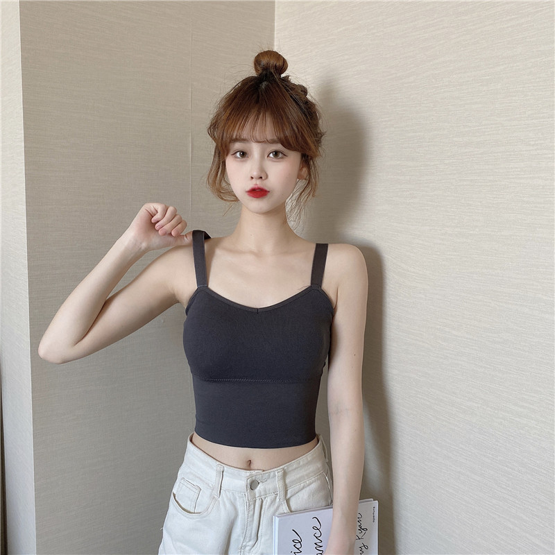 Picture of Popular Korean Style Adjustable Shoulder Strap Beauty Back Vest Wrap Chest Anti-walking Sports Leisure All-match Outer Wear Base Underwear