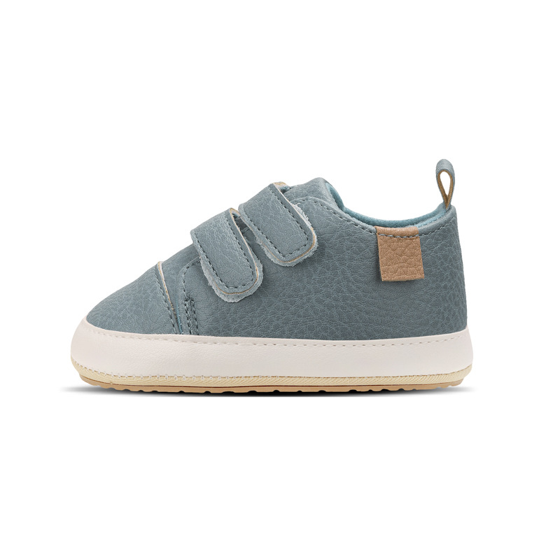 Picture of Spring and Autumn 0-1 Year Old Baby Toddler Shoes PU Velcro Baby Boys and Girls Wave Shoes Indoor and Outdoor Leather Shoes with Soft Sole