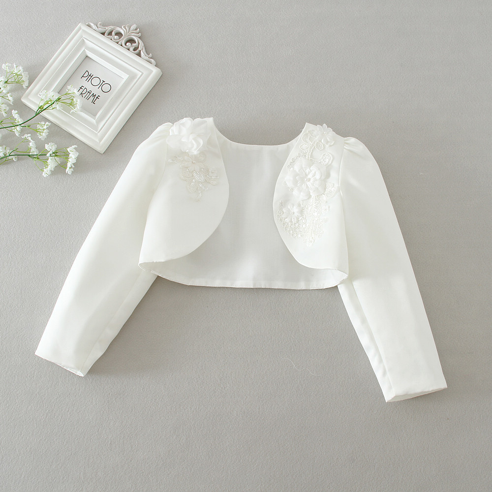 Picture of Girls' Wedding Dress, Long-Sleeved Outwear, Kidsren's Handmade Beading with Princess Skirt and Shawl, One Piece Drop Shipping