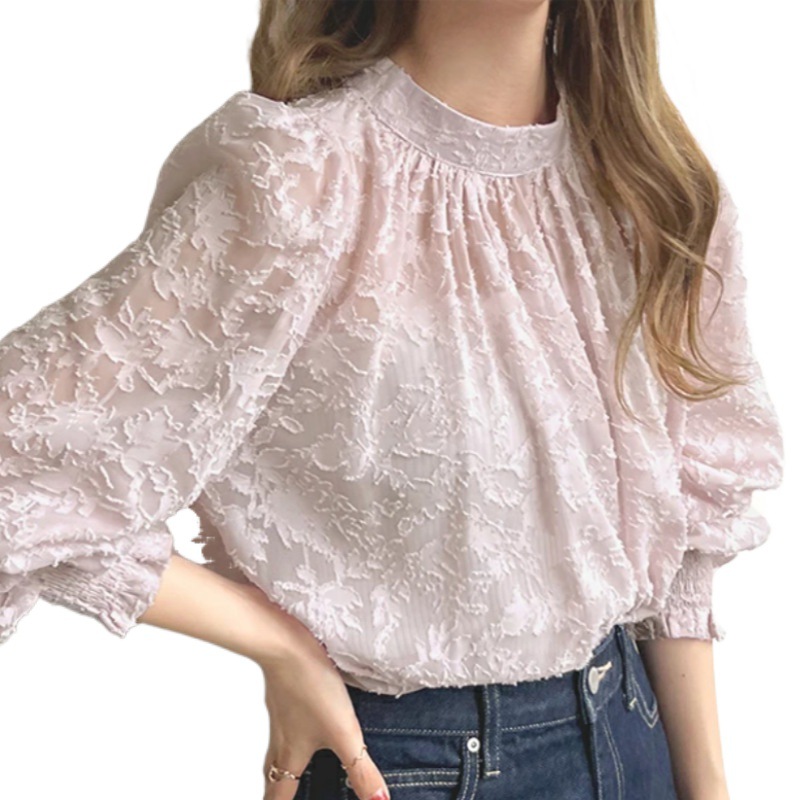 Picture of New Good Fabric 2024 Autumn Japanese Korean Beach Shirt Chiffon Shirt Lace Top Sun-protective Shirt Air-conditioning Shirt