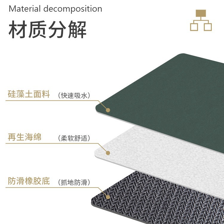 Picture of Diatomite Cushion Bathroom Mat Toilet Quick-drying Household Water-absorbing Mat Toilet Non-slip Foot Mat Carpet Door Mat