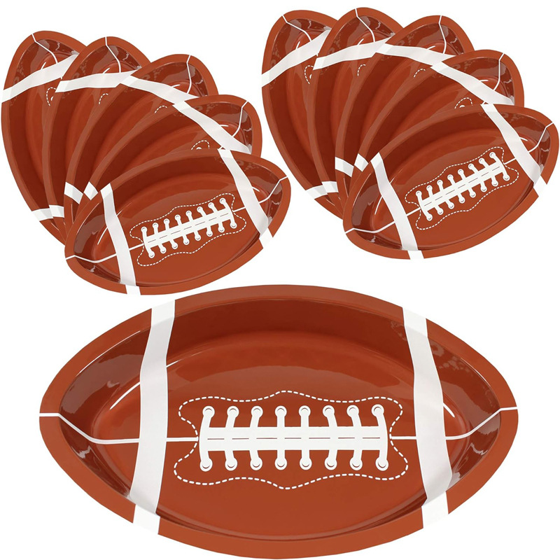 Rugby Football Service Tray Plastic Amazon Cross-Border Super Bowl Rugby Dinner Plate Oval Blister Plate