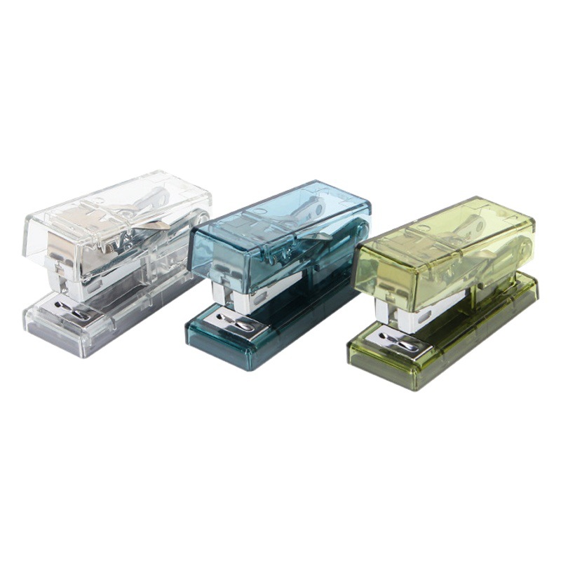 Transparent mini stapler set office minimalist stapler student stationery data finishing stapler wholesale