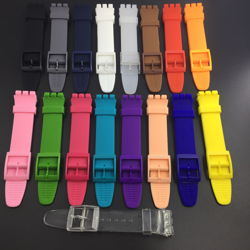 swatch swatch black color soft plastic silicone strap 16 17 19 20mm three eye series fashion