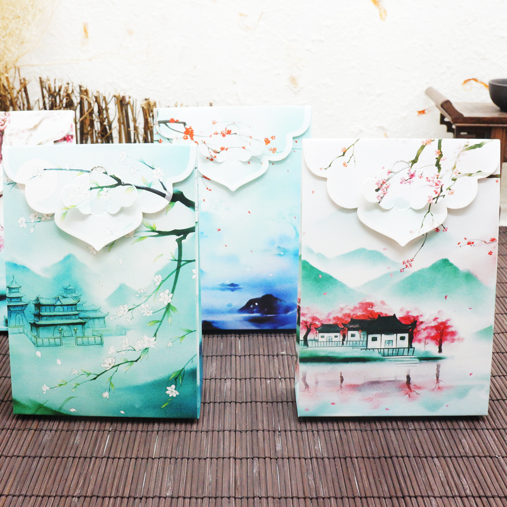 Suiyuefang Aesthetic Chinese Style Ethnic Style Antique Classical Decoration A6 Small Gift Bag Storage Small Box Packaging Bag