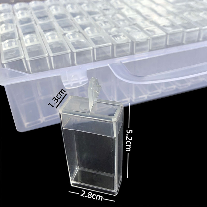 Picture of Diamond painting 64 grid storage box transparent jewelry box square diamond round point diamond box rice bead box Diamond painting tool manufacturer