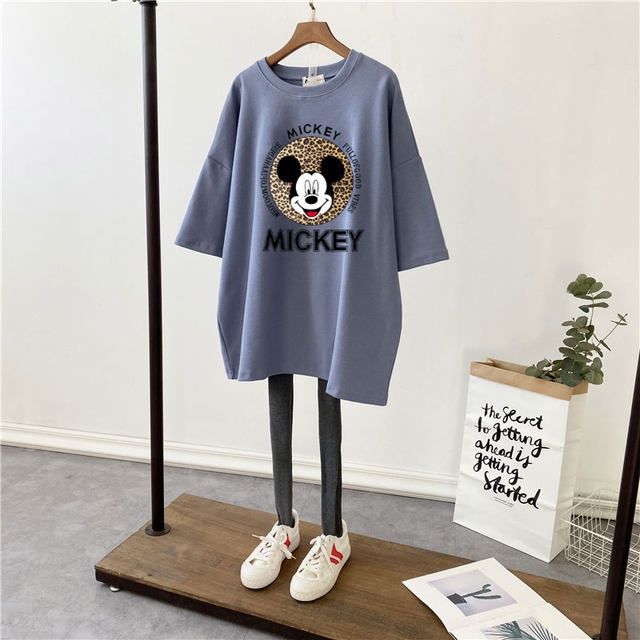 Picture of Pregnant Women's Summer Top T-shirt Mid-length Pure Cotton Short-sleeved Pregnant Women's T-shirt Loose plus size Korean Fashionable Base Shirt for Summer