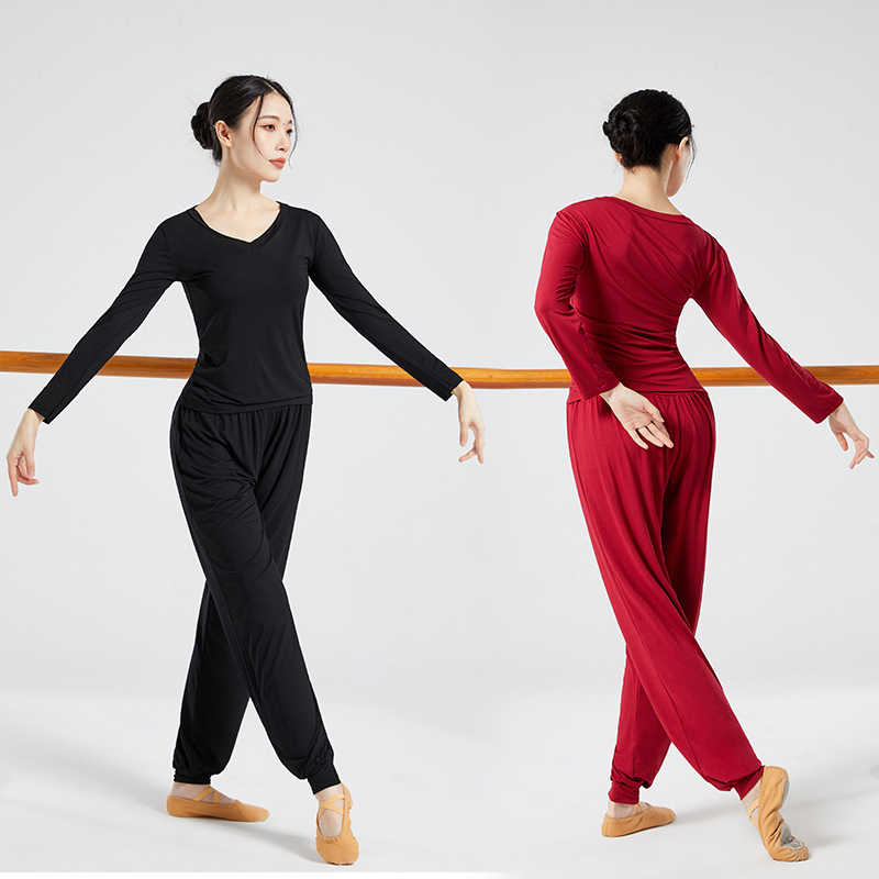 Picture of Yoga Clothing Women's New suit Women's Autumn and Winter Professional Body Training Clothing V-neck Modal Dance Women's Suit plus size