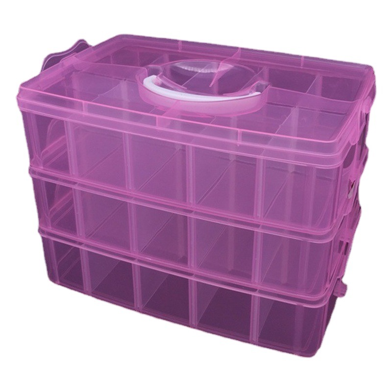 Large three-layer transparent plastic storage box removable portable tool box jewelry box sorting and sorting storage box