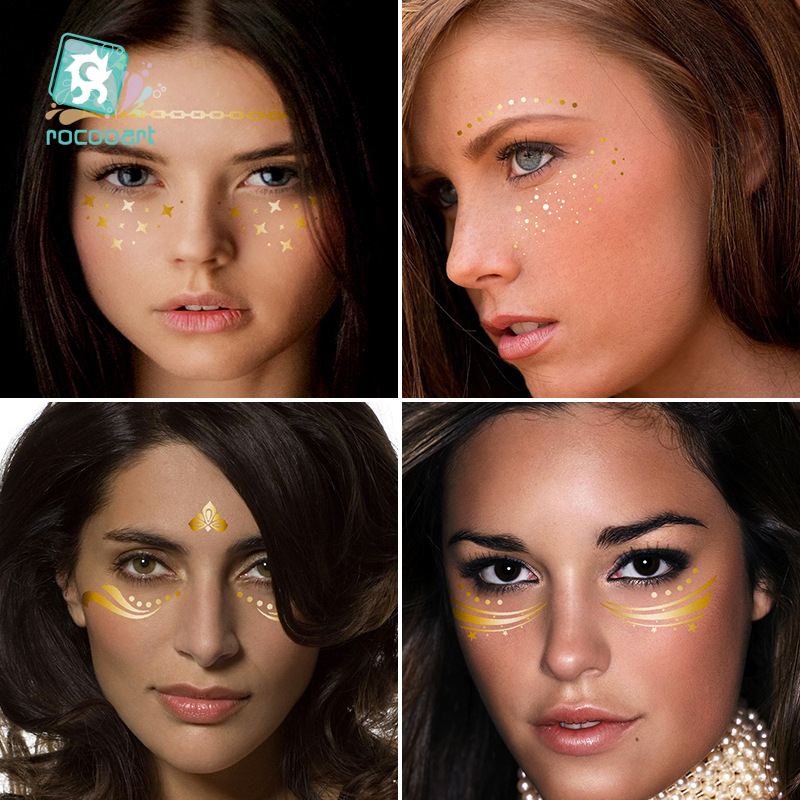 Picture of Cross-border Supply Waterproof Bronzing Electric Syllable Tattoo Sticker European and American Carnival Party Face Sticker Masquerade Freckles