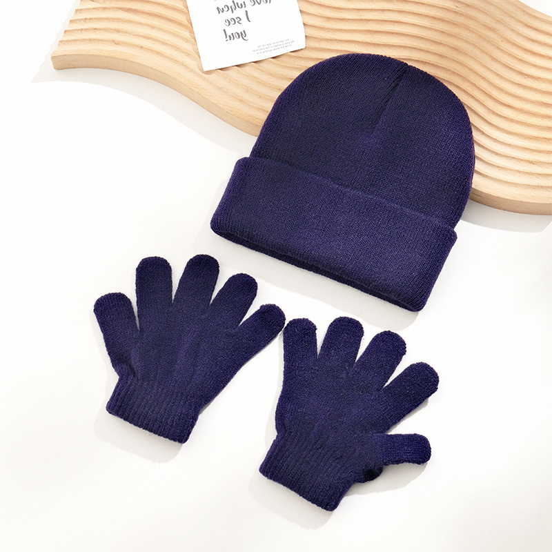 Picture of Autumn and Winter Children's Knitted Hat Gloves Two-Piece Acrylic Children's Wool Cap Children's Knitted Gloves in stock Children's Cap