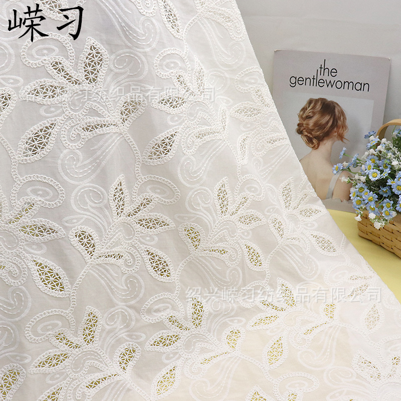 New three-dimensional rope embroidered cotton embroidered fabric high quality children's clothing women's dress cheongsam shirt spring and summer fabric