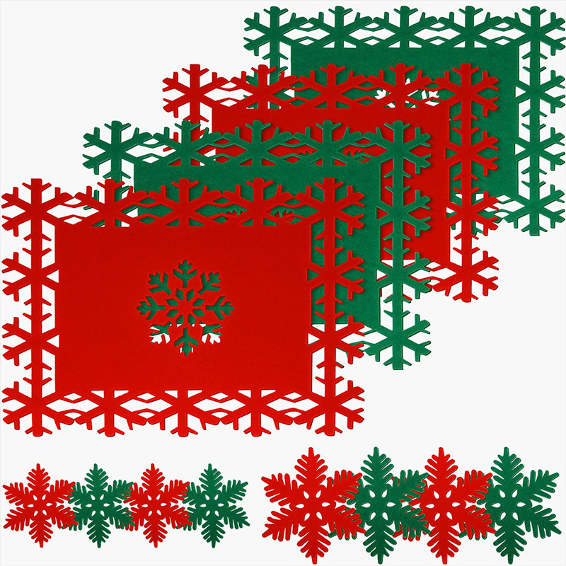 Felt Valentine's Day Placemat Coaster Hotel Restaurant Meal Holiday Table Mat Christmas Snowflake Placemat Felt Coaster