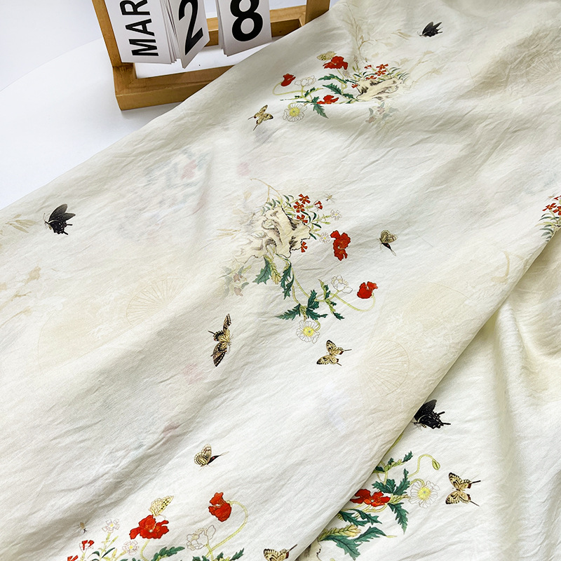 Chinese Style New Digital Printed Fabric Brocade Cotton Fabric Cheongsam Dress Top Hanfu Fabric 1.0m Price
