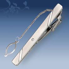 Picture of Metal tie clip men's suit chain 140 simple flower type business atmosphere with drill tie clip