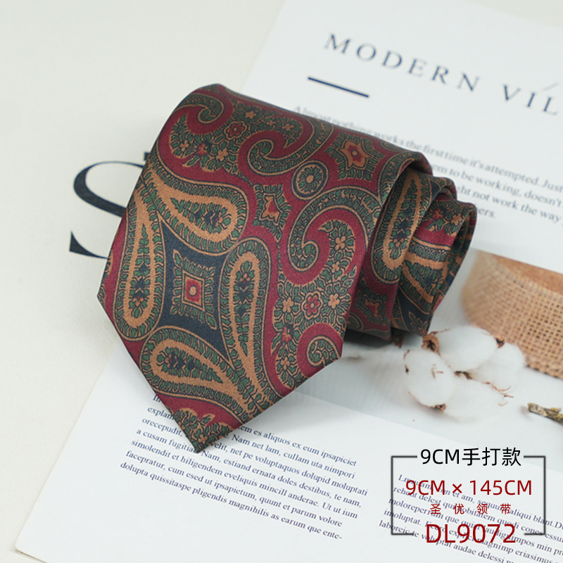 Picture of Dress tie men's Korean British style gentleman retro pattern 9CM hand-made student work business professional wear