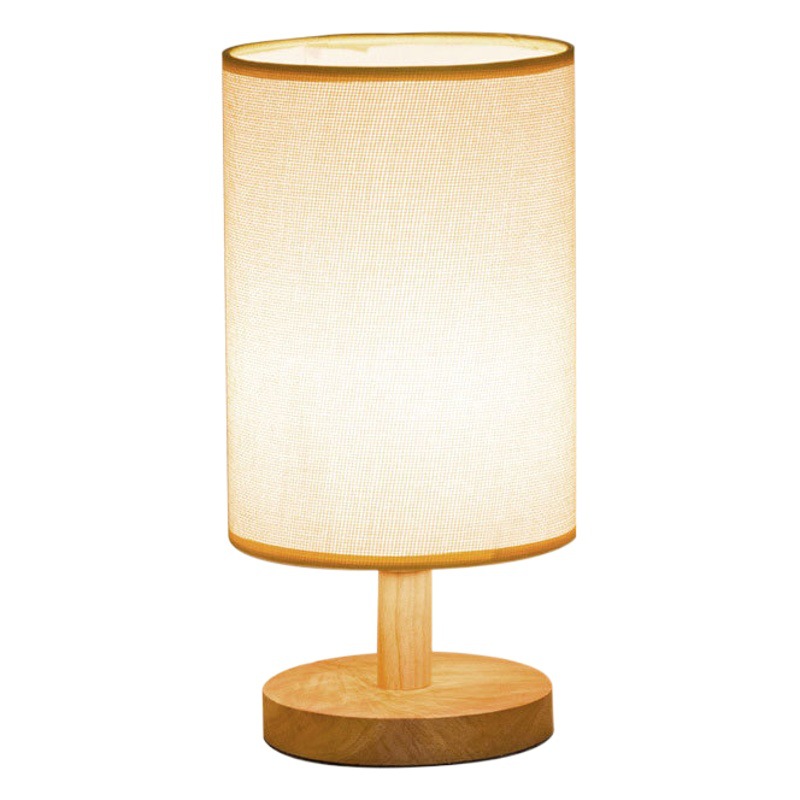 Cross-Border Modern Scandinavian Bedroom Bedside Cloth Lamp Wooden Rechargeable Led Warm Light Night Light Remote Control Small Table Lamp