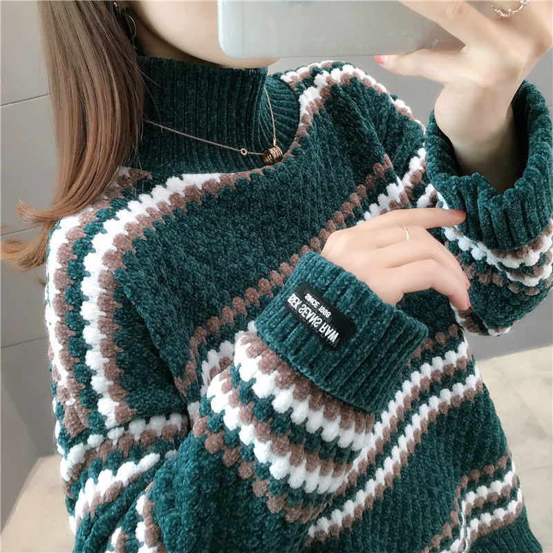 Picture of This year's popular turtleneck women's sweater 2024 autumn and winter New popular loose outer wear lazy style thick bottoming shirt