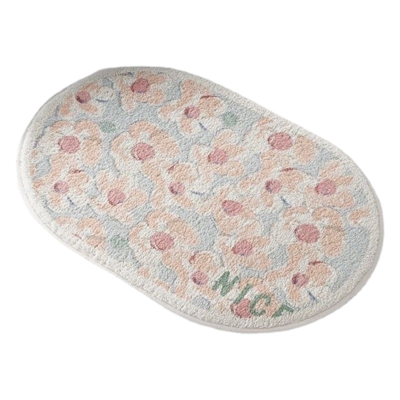 Morandi wind floret Oval anti-cashmere bathroom floor mat bathroom door absorbent floor mat carpet bathroom floor mat