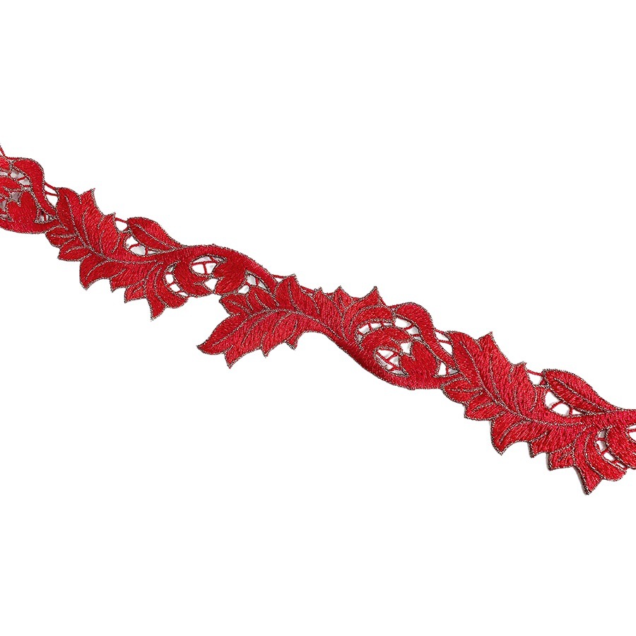New Chinese-style Lace Sticklish Beauty Feeling Leaf Clothing All-match Embroidery Fine Thread Machine Embroidery Flower Bar Code Lace