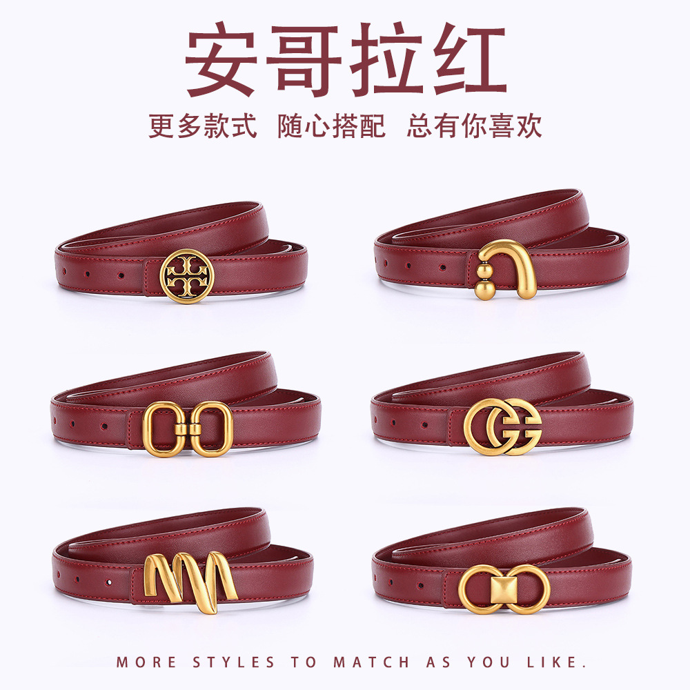 Angola wine red belt 2024 popular ladies Korean belt female all-match decorative fashion trend in stock batch