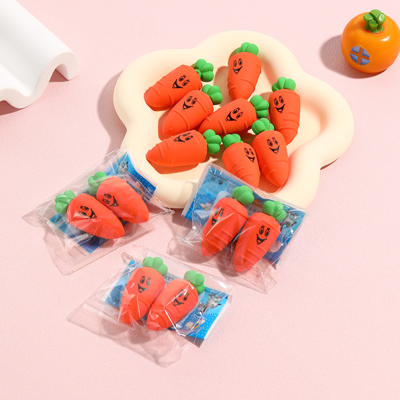 Korean style fruit carrot eraser Cartoon creative children's toy detachable eraser cross border 3D cute eraser
