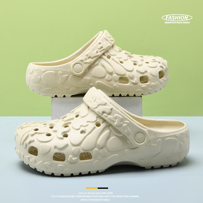 Women's summer high-rise non-slip breathable slippers wear non-smelly feet beach EVA non-slip wear-resistant hole shoes