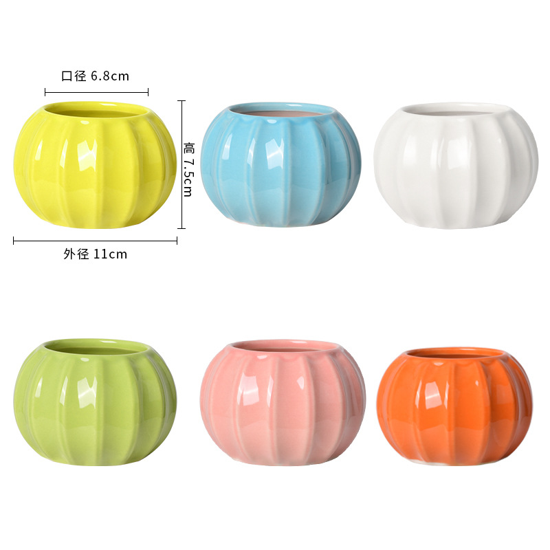 Picture of Factory wholesale ceramic flower pot glaze combination creative home decoration fleshy flower pot simple meat green plant potted plant
