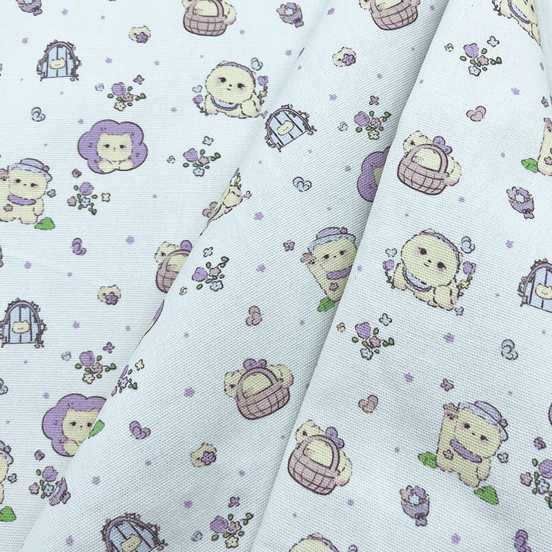 Purple Mist Meow Paradise All-Cotton Canvas 1.5m Width 1.0m Price Package Jacket Vest Handmade DIY Fabric