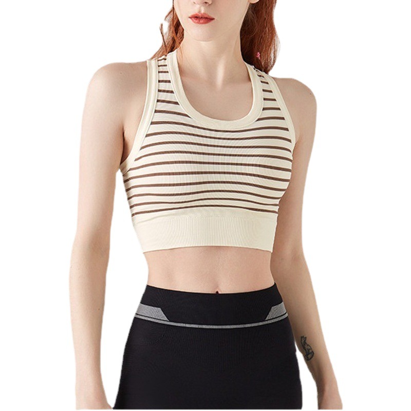 Big Sale Sale Sports Vest Women's Fitness Underwear Yoga Wear Striped All-In-One Bra Sweat-Absorbent Running Bra