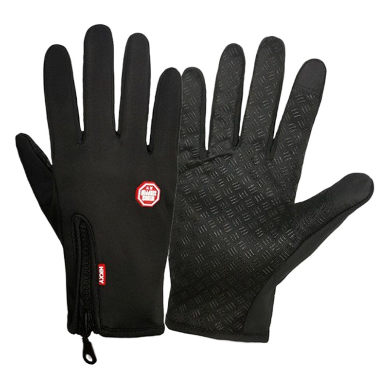 Outdoor Sports Gloves Full-Finger Autumn and Winter Touch Screen Non-Slip Waterproof Windproof Fleece Warm Ski Mountaineering Cycling Gloves