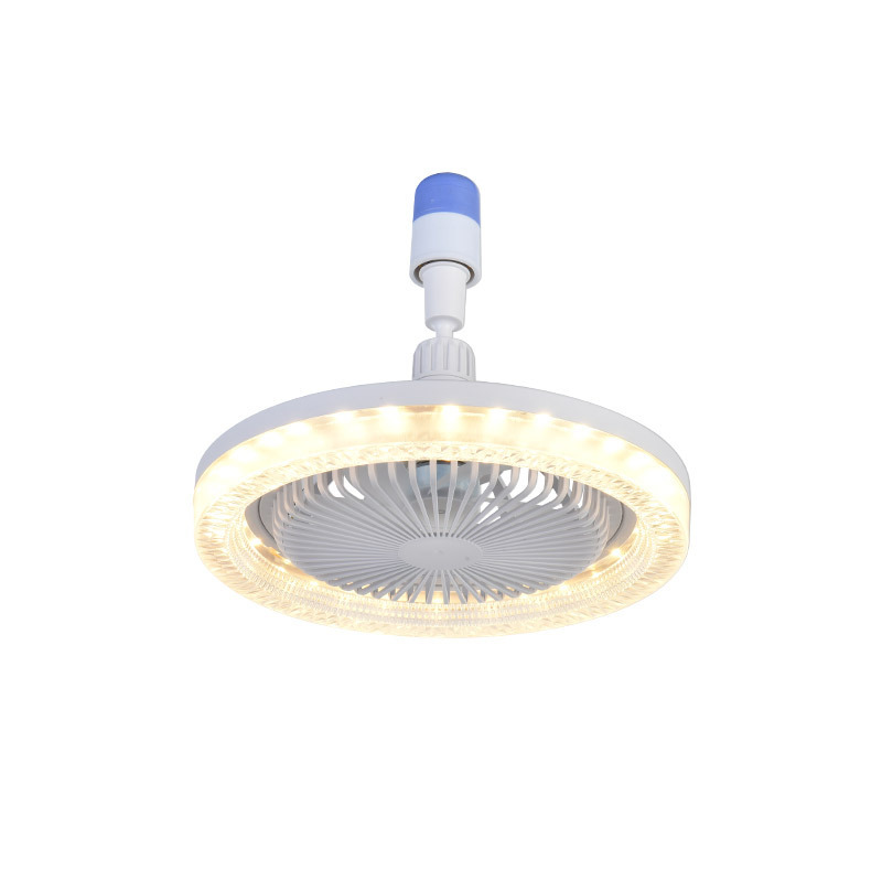 Picture of Led fan light crystal 360 ° shaking head E27 household three-color ceiling fan light remote control shift bedroom fan light