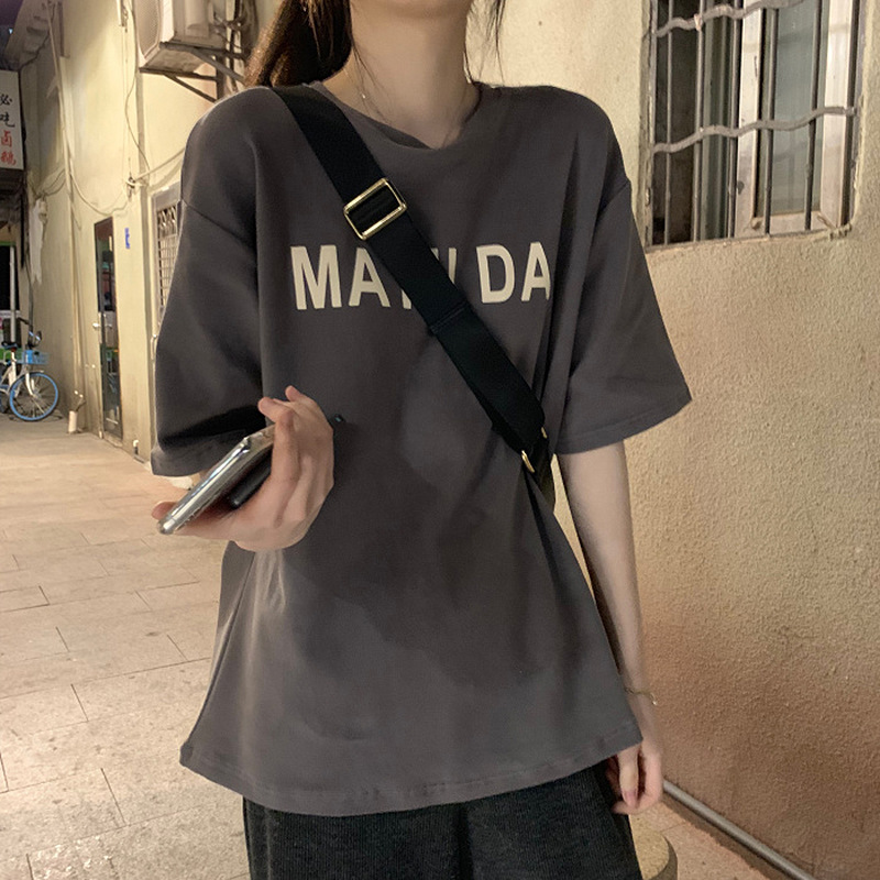 Picture of Summer Korean Women's Clothing New Letter Short-Sleeved T-Shirt Women's Loose Student Bottoming Shirt Top Clothing Supply Wholesale