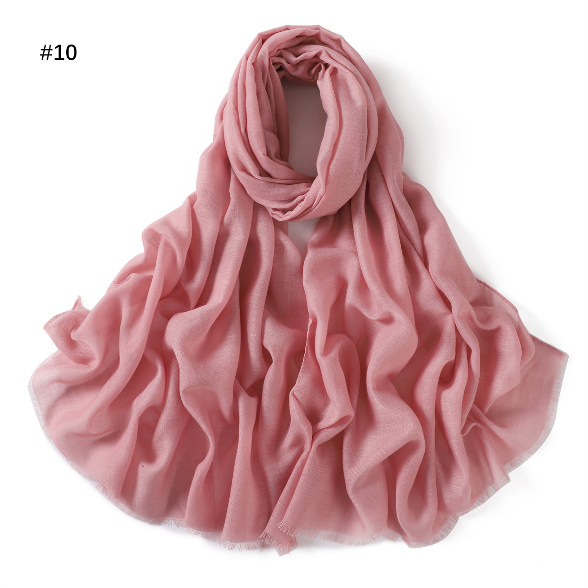 Picture of New fashion cotton and linen soft autumn and winter combed cotton monochrome short beard flat long scarf scarf scarf scarf scarf shawl in stock