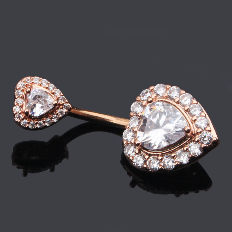 Picture of European and American New Love Navel Ring Creative Zircon Navel Button Navel Ring Piercing Jewelry