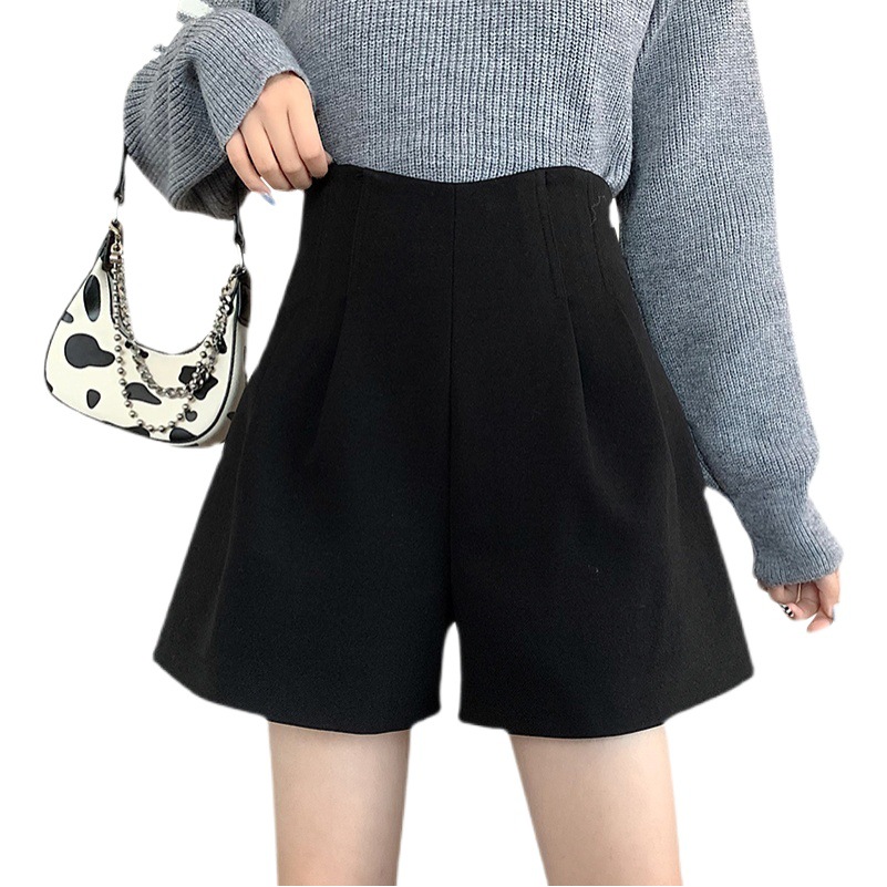 Woolen Shorts Women's 2023 New Autumn and Winter Outer Wear High Waist Wide Leg Casual Pants Internet Celebrity Popular Street Fried Long-Shaped Boots