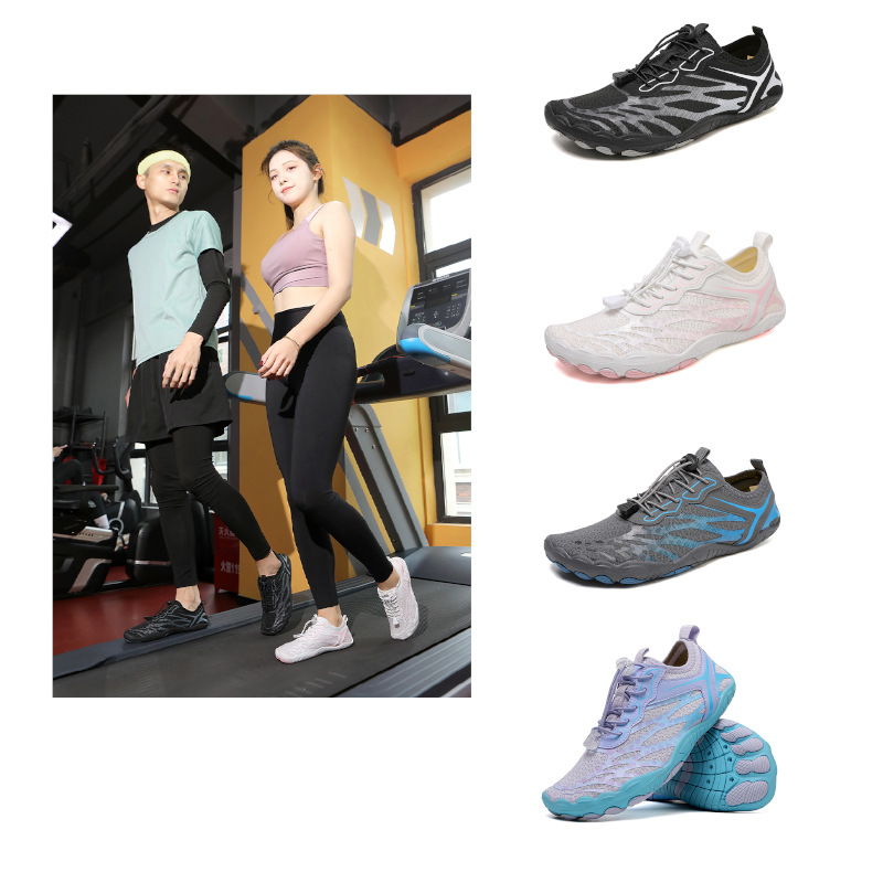 Cross-border outdoor plus size couples trekking shoes wading swimming beach shoes five-finger non-slip leaking shoes factory outlet