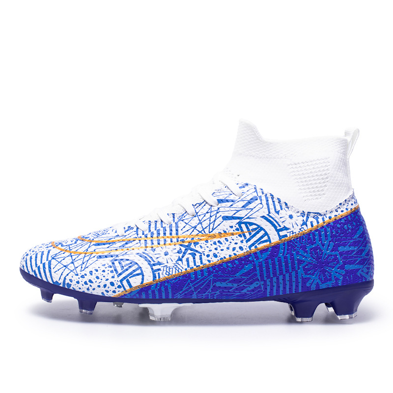 Picture of Cross-Border High-Top Adult Football Shoes for Men and Women Tf Broken Spikes Artificial Turf Ag Long Spikes Student Training Football Shoes Wholesale