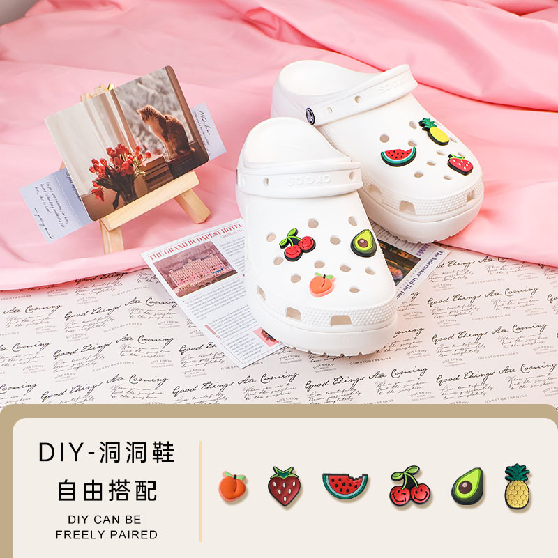 [fruit series] hole shoes accessories shoes flower wisdom star buckle diy accessories decorative three-dimensional shoe buckle summer