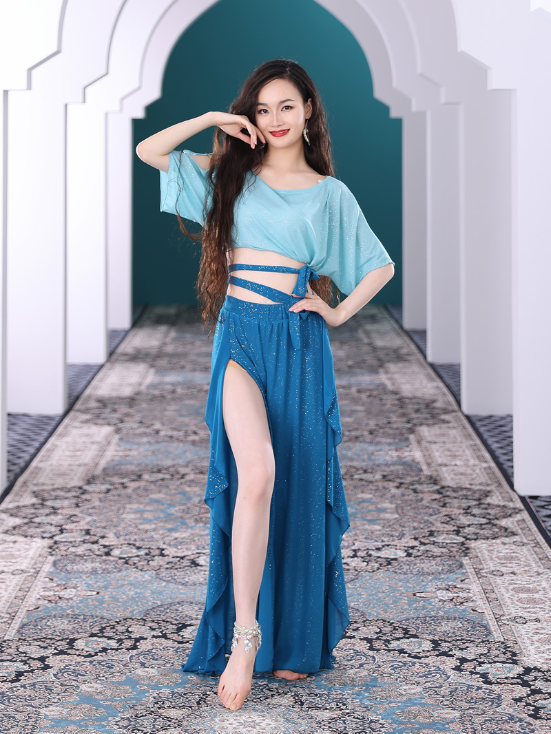 Dancer Belly Dance Costume Women's New suit Autumn Group Dress Petal Pants Performance Dress Practice Dress 5566