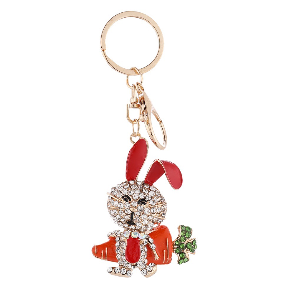 Cartoon Zodiac Carrot Rabbit Car Keychain Female Korean Creative Cute Bag Pendant Key Chain Wholesale