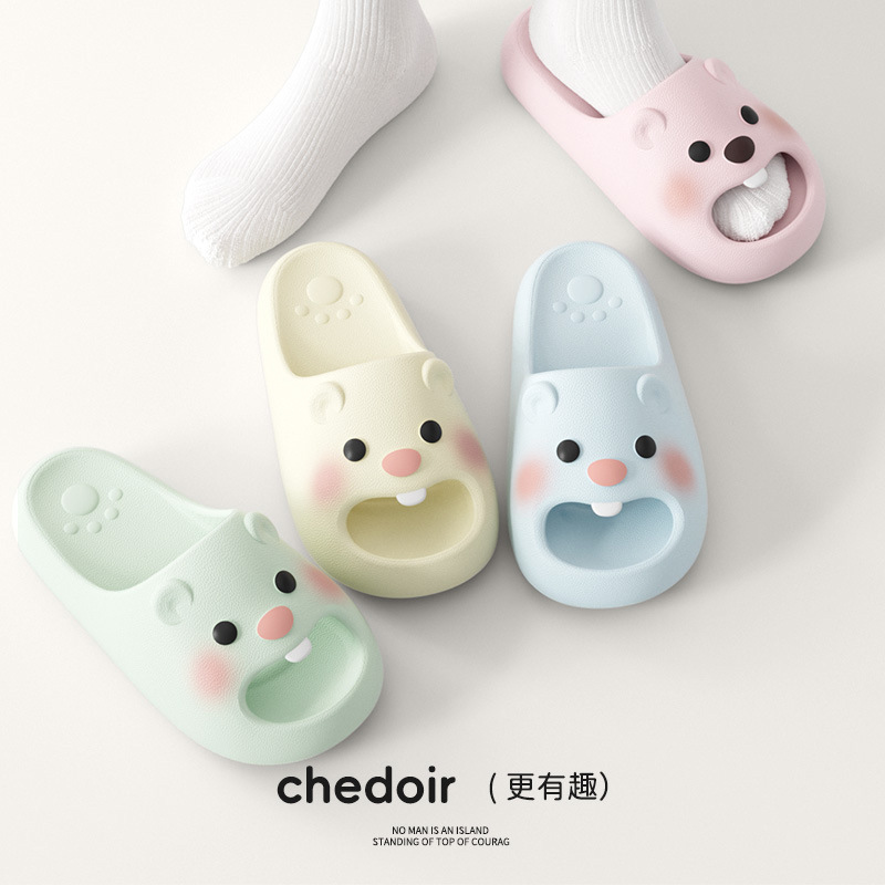 Cute Bear Sandals and Slippers for Girls Home Summer New Outfit Cartoon Lightweight Soft Bottom Slippers for Women Indoor Sandals