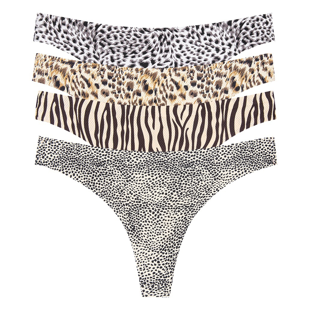Amazon Ozon Meikeduo European and American breathable seamless printed women's thong sports leopard print solid color sexy underwear