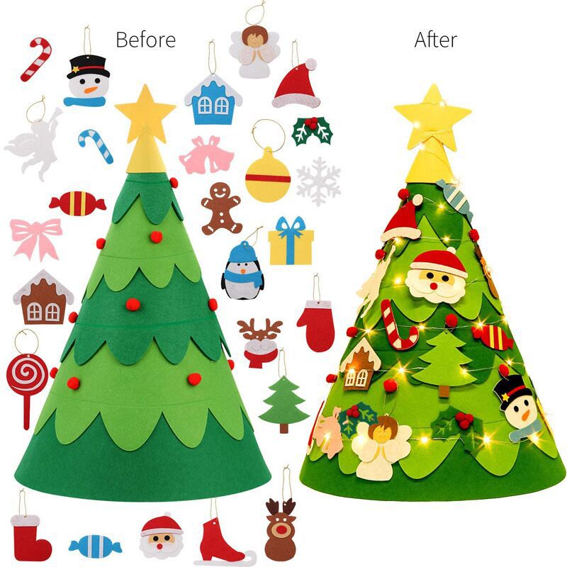 Picture of [felt Christmas tree] handmade DIY felt Christmas tree can be fixed Christmas decoration three-dimensional felt Christmas tree