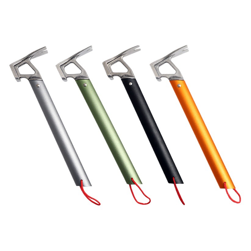 New Outdoor Lightweight Aluminum Alloy Handle Stainless Steel Hammer Camping Tent Canopy Ground Nail Hammer Nail Puller Hammer