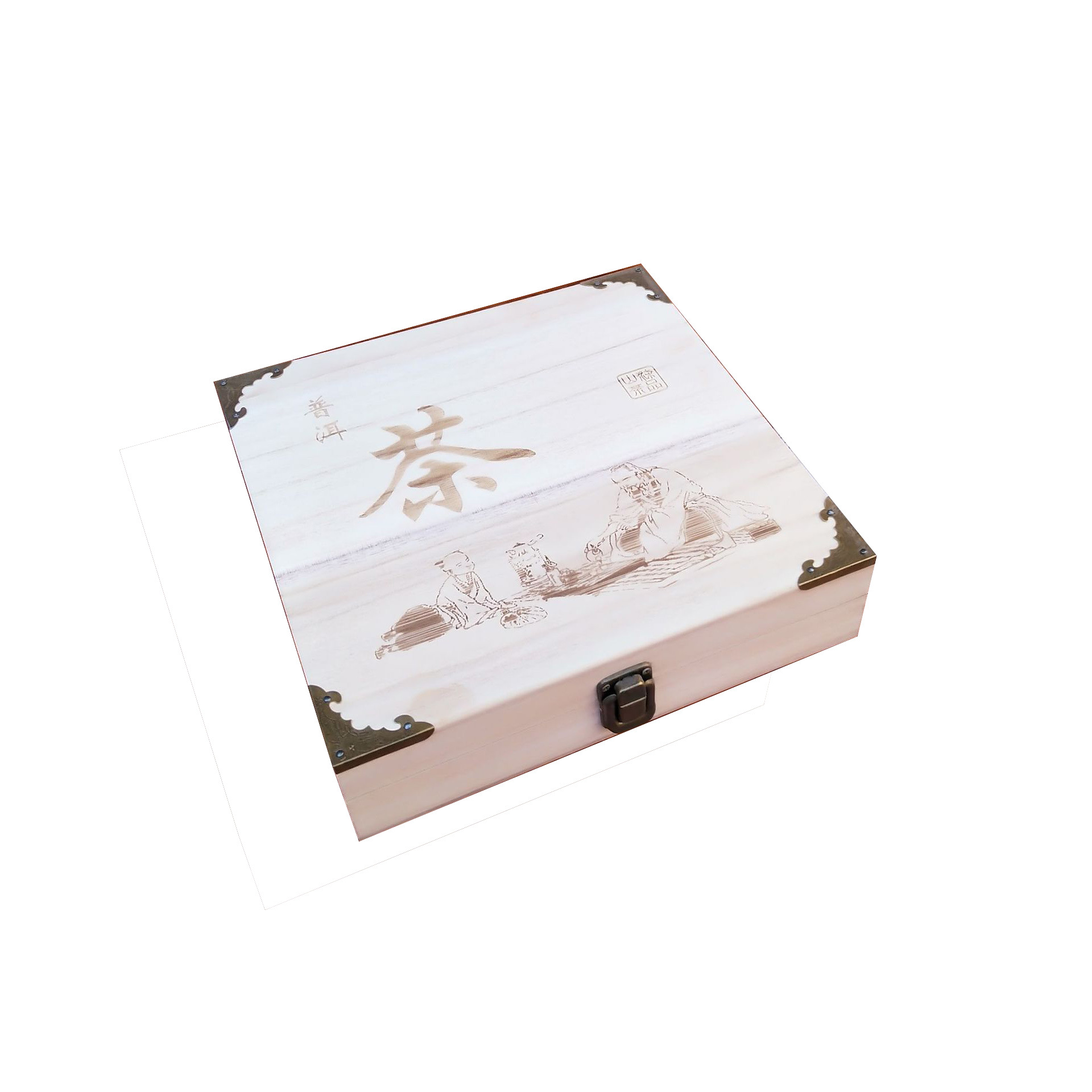 Picture of Wooden Pu'er Tea Box Creative Gift Box Fuding White Tea Cake Wooden Box Tea Packaging Wooden Box Tea Cake Wooden Box