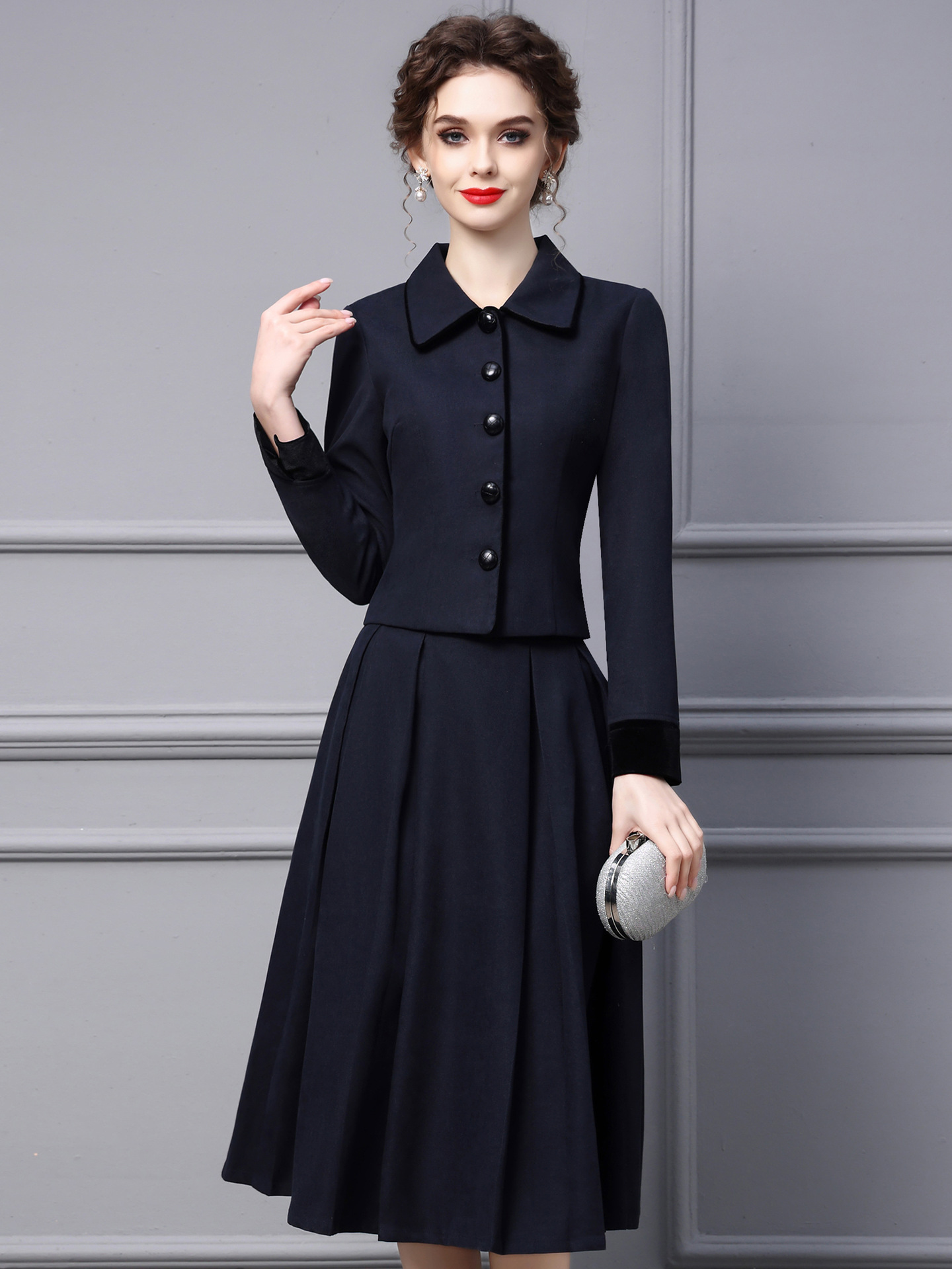 Zhili A-Line Skirt Suit for Women 2025 New Autumn Fashion Lapel Long-Sleeve Short Jacket Stylish Half Skirt